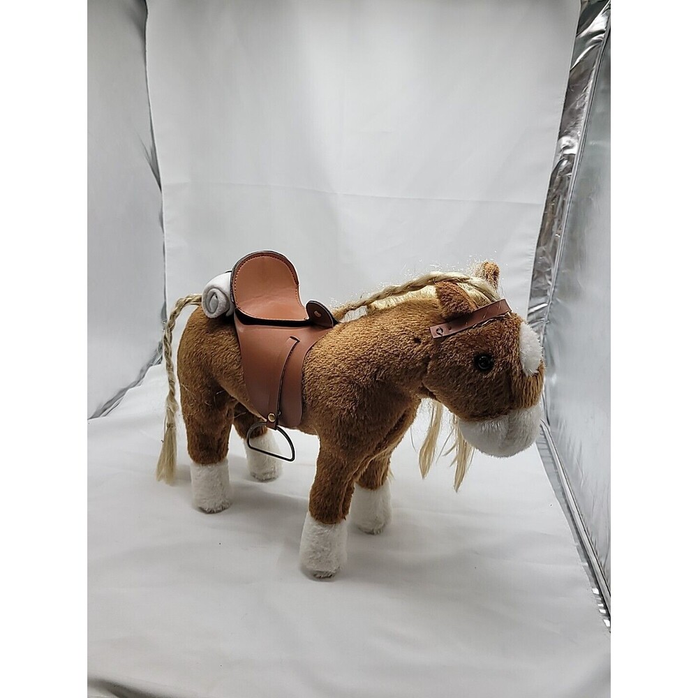 HollyHOME Plush Horse Stuffed Toy 12" Brown with Saddle and Blanket